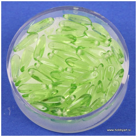 Perle steklene solze 11mm, Sv. zelena, 50 kosov