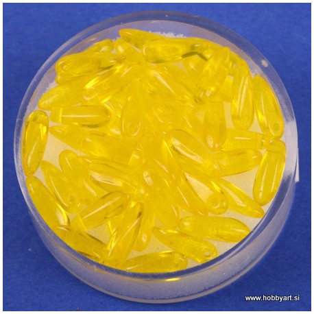 Perle steklene solze 11mm, Rumena, 50 kosov