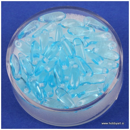 Perle steklene solze 11mm, Sv Aqua, 50 kosov