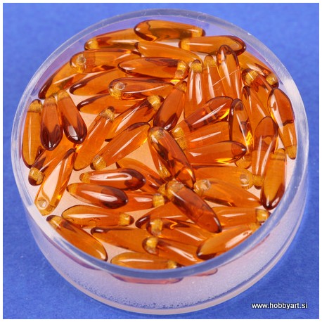 Perle steklene solze 11mm, T. topas, 50 kosov