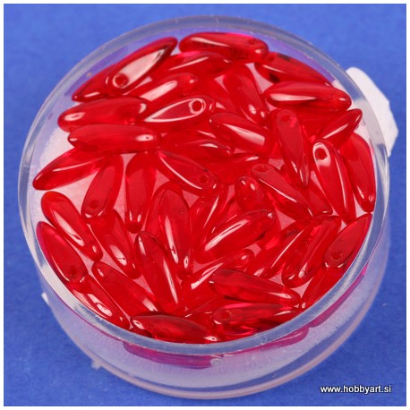 Perle steklene solze 11mm, Sv. rdeča, 50 kosov