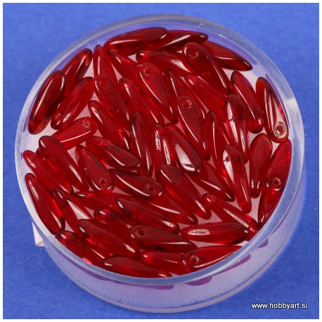 Perle steklene solze 11mm, T. rdeča, 50 kosov
