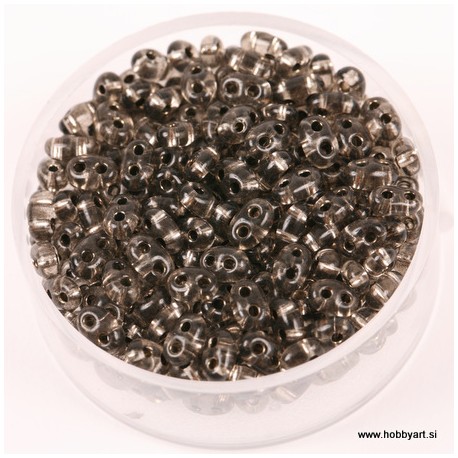 Dvojne perle 2,5 x 5mm, Sr. sredica Antracit 12g.