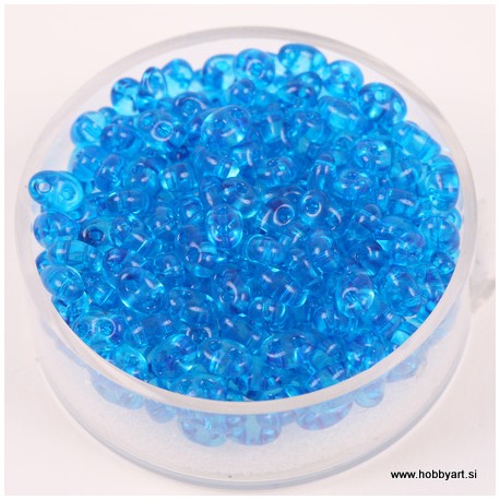 Dvojne perle 2,5 x 5mm, Prosojne Capri m. 12g.
