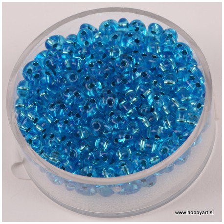 Dvojne perle 2,5 x 5mm, Sr. sredica Capri m. 12g.