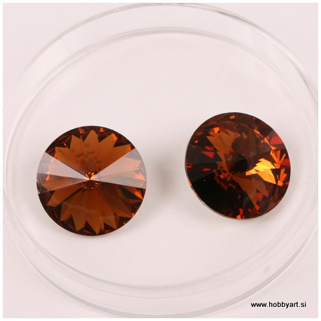 Swarovski Rivoli 14mm, Smoked topas, 2 kosa