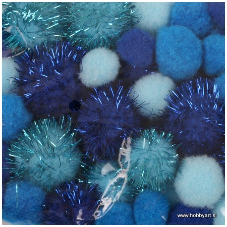 Pom Pom set Dečki 2, 2.5, 3.5cm, 50 kosov