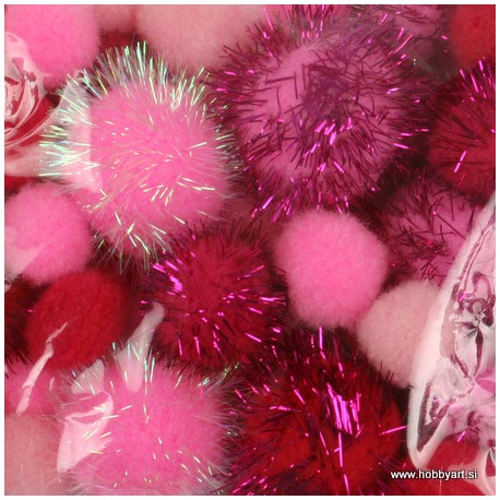 Pom Pom set Deklice 2, 2.5, 3.5cm, 50 kosov