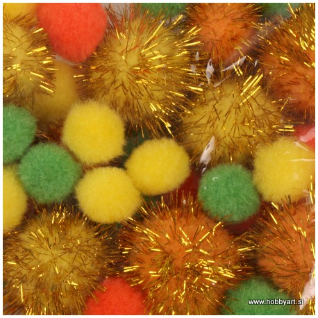 Pom Pom set Velikonočne b. 2, 2.5, 3.5cm, 50 kosov