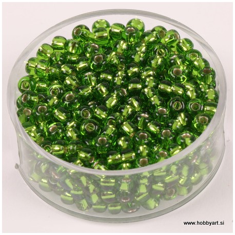 Perle Rocailles 3,5mm sr. sredica Lind zelena, 17g
