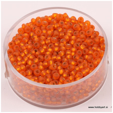 Perle Rocailles 2,6mm sr. sredica mat Oranžna, 17g