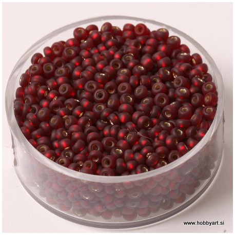 Perle Rocailles 2,6mm sr. sredica mat Tem. rdeča, 17g
