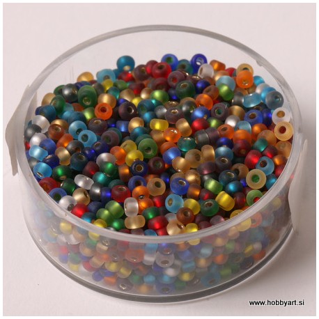 Perle Rocailles 2,6mm sr. sredica mat Mešane b., 17g