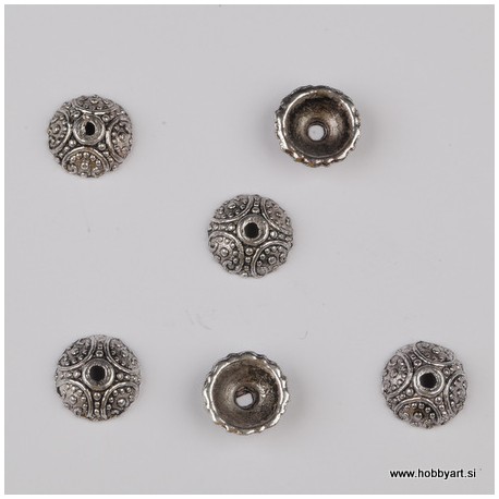 Kapica za perle 10mm, Platinaste b. 6 kosov