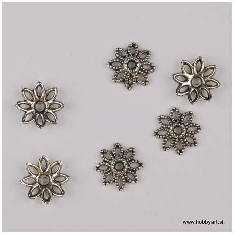 Kapica za perle 10mm, Platinaste b. 6 kosov