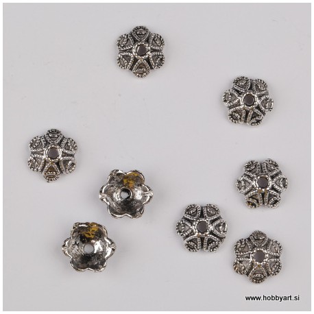 Kapica za perle 10mm, Platinaste b. 8 kosov