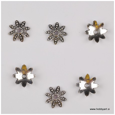 Kapica za perle 14mm, Platinaste b. 6 kosov
