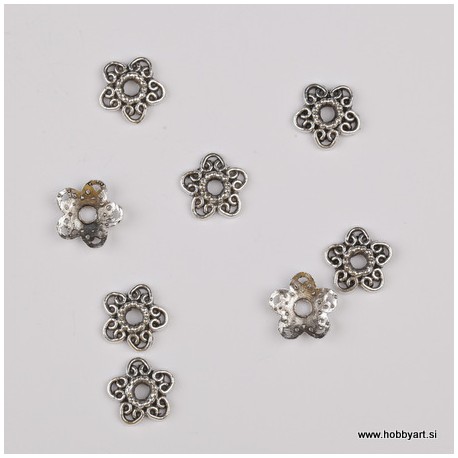 Kapica za perle 12mm, Platinaste b. 8 kosov