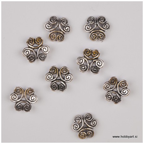 Kapica za perle 12mm, Platinaste b. 8 kosov