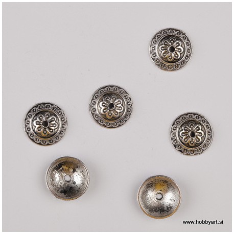 Kapica za perle 14mm, Platinaste b. 6 kosov
