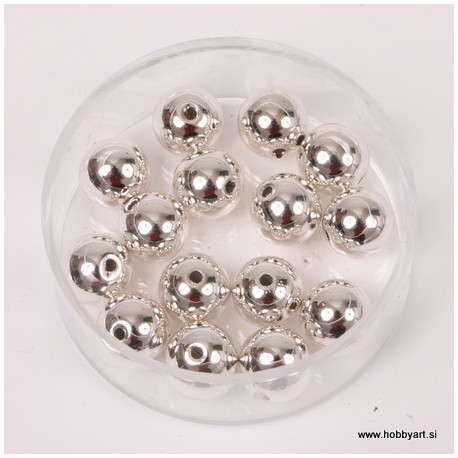 Metalne perle Srebrna A kvaliteta 6mm, 35 kosov