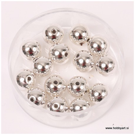 Metalne perle Srebrna A kvaliteta 8mm, 15 kosov