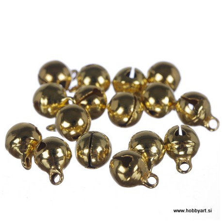 Zvončki 8mm, Zlate barve 16 kosov