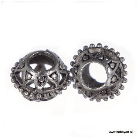 Kovinske filigranske perle 10mm Φ luknje 4mm, 2 kosa