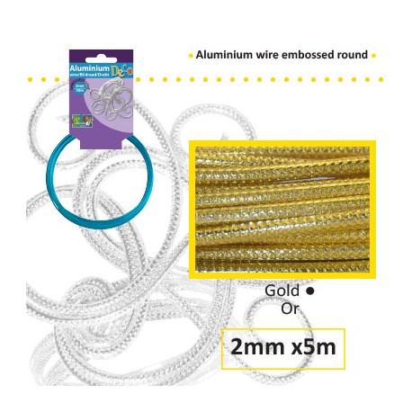 Embossirana žica iz aluminija 2mm x 5m, Zlata