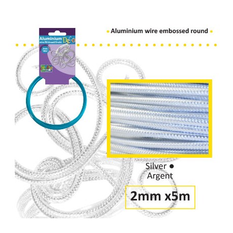 Embossirana žica iz aluminija 2mm x 5m, Srebrna