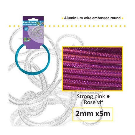 Embossirana žica iz aluminija 2mm x 5m, Močno roza