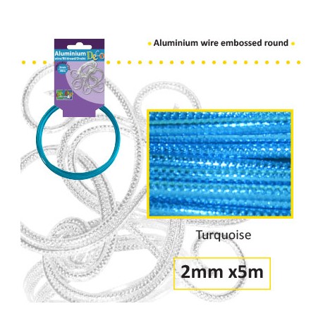 Embossirana žica iz aluminija 2mm x 5m, Turkizna