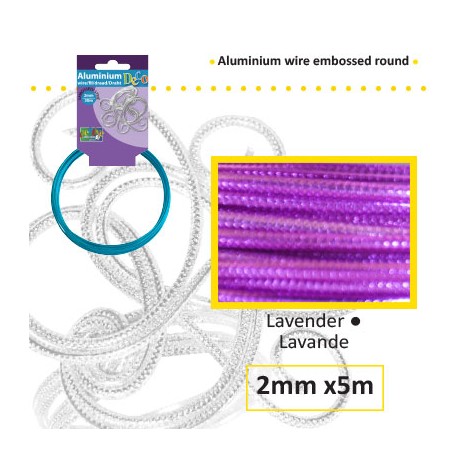 Embossirana žica iz aluminija 2mm x 5m, Lavanda