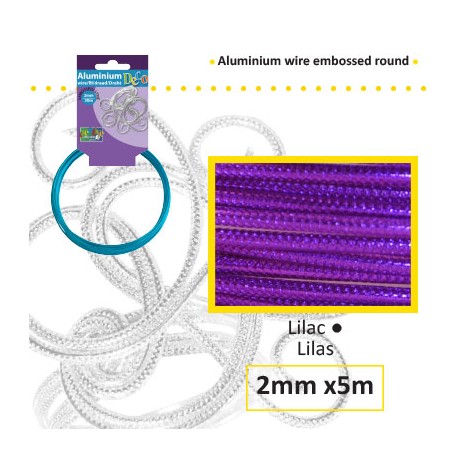 Embossirana žica iz aluminija 2mm x 5m, Lila