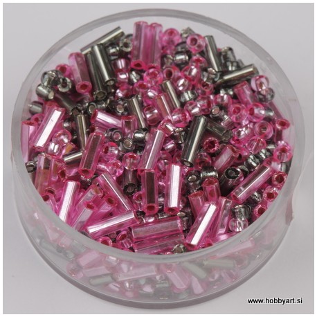 Perle 2,6 + palčke, roza-sive, 17g.