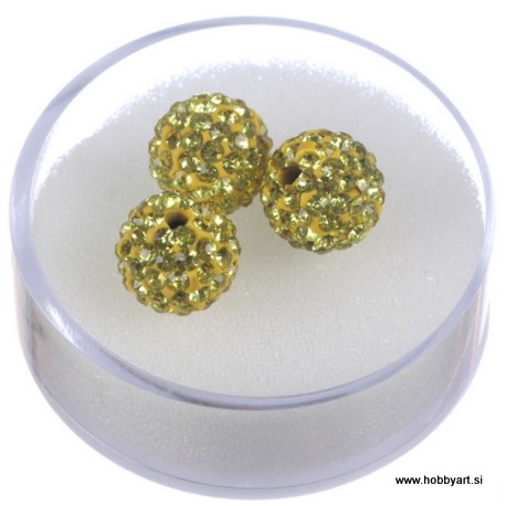 Shamballa perle s kristali, Rumena 3 kosi