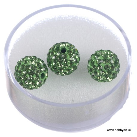 Shamballa perle s kristali, Zelena 3 kosi