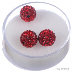 Shamballa perle s kristali, Rdeča 3 kosi