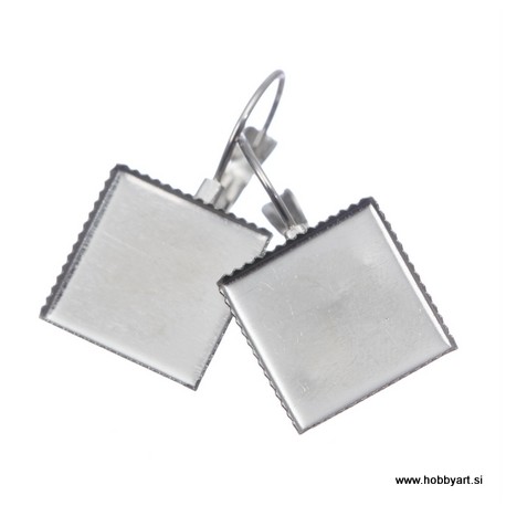 Uhani s kvadratno ploščico 12,5x12,5mm 2 kosa Platinasta b.